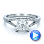 18k White Gold 18k White Gold Custom Princess Cut Diamond And Split Shank Engagement Ring - Video -  100807 - Thumbnail