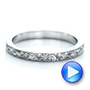 14k White Gold Custom Hand Engraved Wedding Band - Video -  100814 - Thumbnail
