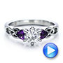  Platinum Platinum Custom Amethyst And Diamond Engagement Ring - Video -  100817 - Thumbnail