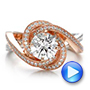 14k Rose Gold And Platinum Custom Diamond Engagement Ring - Video -  100822 - Thumbnail