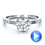 18k White Gold 18k White Gold Custom Diamond And Hand Engraved Engagement Ring - Video -  100852 - Thumbnail