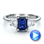  Platinum Custom Blue Sapphire And Diamond Engagement Ring - Video -  100855 - Thumbnail