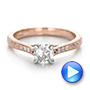 14k Rose Gold And Platinum Custom Diamond Engagement Ring - Video -  100860 - Thumbnail