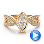18k Yellow Gold Custom Filigree And Diamond Engagement Ring - Video -  100861 - Thumbnail