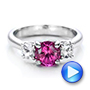 18k White Gold 18k White Gold Custom Pink And White Sapphire Engagement Ring - Video -  100863 - Thumbnail