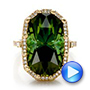 18k Yellow Gold Custom Tourmaline And Diamond Halo Fashion Ring - Video -  100869 - Thumbnail