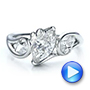 14k White Gold Custom Organic Marquise And Pear Diamond Engagement Ring - Video -  100873 - Thumbnail