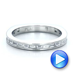 18k White Gold 18k White Gold Custom Channel Set Baguette Diamond Wedding Band - Video -  100882 - Thumbnail