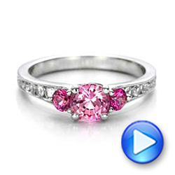 14k White Gold Custom Pink And White Sapphire Engagement Ring - Video -  100883 - Thumbnail