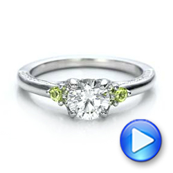 18k White Gold 18k White Gold Custom Peridot And Diamond Engagement Ring - Video -  100887 - Thumbnail