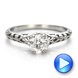 Estate Solitaire Diamond Edwardian Engagement Ring - Video -  100896 - Thumbnail