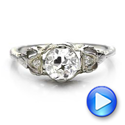 Estate Diamond Art Deco Engagement Ring - Video -  100905 - Thumbnail