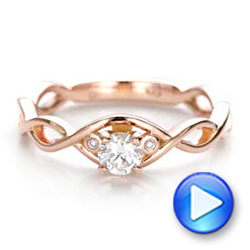 18k Rose Gold 18k Rose Gold Custom Diamond Engagement Ring - Video -  100922 - Thumbnail