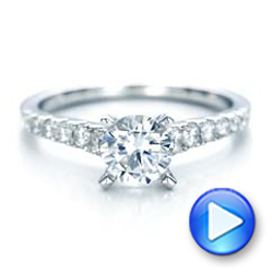 18k White Gold Classic Tapered Diamond Engagement Ring - Video -  101022 - Thumbnail