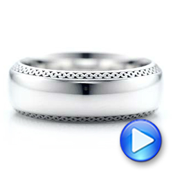 18k White Gold 18k White Gold Men's Engraved Wedding Band - Video -  101038 - Thumbnail