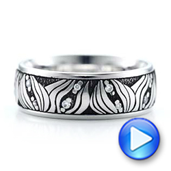  18K Gold Women's Engraved Wedding Band - Video -  101058 - Thumbnail