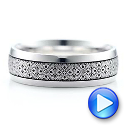  18K Gold Men's Engraved Wedding Band - Video -  101060 - Thumbnail