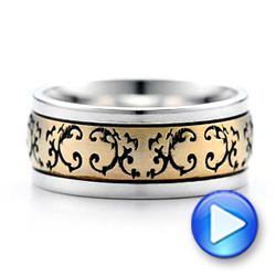 Women's Engraved Two-tone Wedding Band - Video -  101061 - Thumbnail