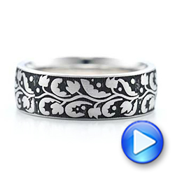  18K Gold Men's Engraved Wedding Band - Video -  101062 - Thumbnail