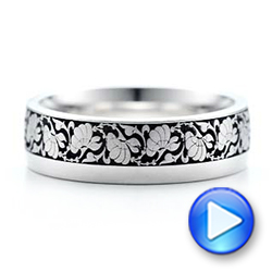 18K Gold Women's Engraved Wedding Band - Video -  101063 - Thumbnail