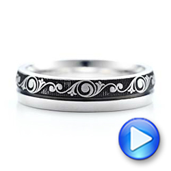  18K Gold Women's Engraved Wedding Band - Video -  101064 - Thumbnail