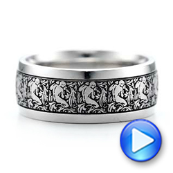  18K Gold Women's Engraved Wedding Band - Video -  101065 - Thumbnail