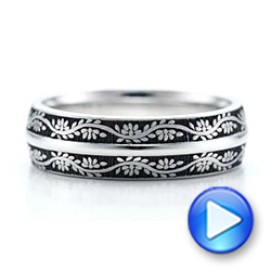  18K Gold Women's Engraved Wedding Band - Video -  101066 - Thumbnail