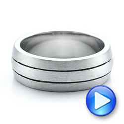  14K Gold And 18k White Gold 14K Gold And 18k White Gold Custom Men's and Brushed Band - Video -  101071 - Thumbnail