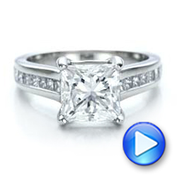 14k White Gold 14k White Gold Custom Channel Set Princess Cut Diamond Engagement Ring - Video -  101107 - Thumbnail