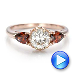 14k Rose Gold Custom Garnet And Diamond Engagement Ring - Video -  101156 - Thumbnail