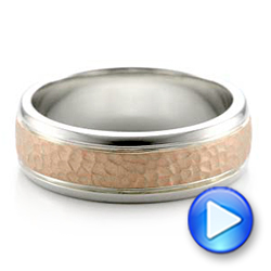  18K Gold And 14k Rose Gold Custom Men's Hammered Band - Video -  101162 - Thumbnail