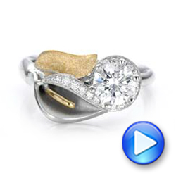  Platinum And 18K Gold Platinum And 18K Gold Custom Two-tone Calla Lilly Engagement Ring - Video -  101170 - Thumbnail