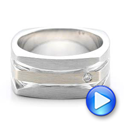 14k White Gold And Platinum 14k White Gold And Platinum Custom Men's Brushed Two-tone Band - Video -  101171 - Thumbnail