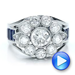 18k White Gold 18k White Gold Custom Diamond And Blue Sapphire Engagement Ring - Video -  101172 - Thumbnail