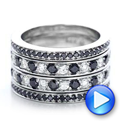 14k White Gold Custom Black And White Diamond Wedding Bands - Video -  101174 - Thumbnail