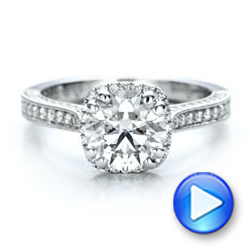 18k White Gold Custom Diamond Halo Engagement Ring - Video -  101183 - Thumbnail