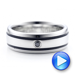 Men's Black And White Tungsten Band - Video -  101184 - Thumbnail