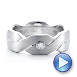 Men's White Tungsten Brushed Woven Band - Video -  101186 - Thumbnail