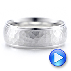 18k White Gold 18k White Gold Men's Hammered Finish Band - Video -  101190 - Thumbnail