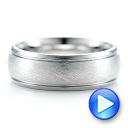 Men's Wire Brushed Finish White Tungsten Band - Video -  101199 - Thumbnail