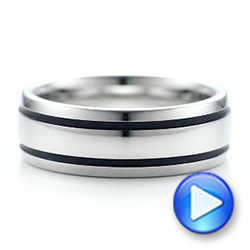 Men's White Tungsten With Black Antique Band - Video -  101200 - Thumbnail