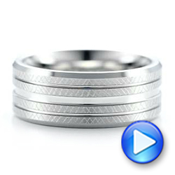 Men's Florentine Finish White Tungsten Band - Video -  101204 - Thumbnail