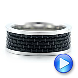 Men's Black And White Tungsten Band - Video -  101209 - Thumbnail