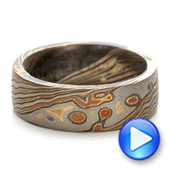 Custom Men's Mokume Wedding Band - Video -  101215 - Thumbnail