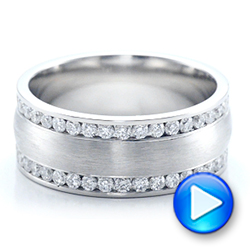  Platinum Platinum Custom Men's Channel Set Diamond Wedding Band - Video -  101216 - Thumbnail