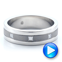  Platinum Platinum Custom Men's Diamond Sandblasted Finish Wedding Band - Video -  101217 - Thumbnail
