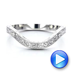 18k White Gold 18k White Gold Custom Hand Engraved Wedding Band - Video -  101225 - Thumbnail