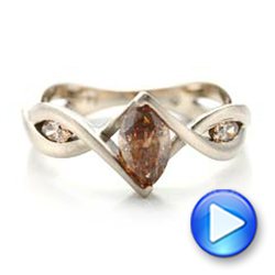  Platinum Platinum Custom Marquise Cognac Brown Diamond Engagement Ring - Video -  101231 - Thumbnail