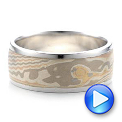 Custom Men's Mokume Wedding Band - Video -  101246 - Thumbnail