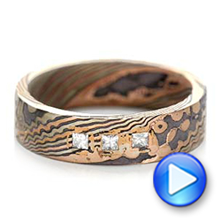 Custom Men's Diamond And Mokume Wedding Band - Video -  101247 - Thumbnail